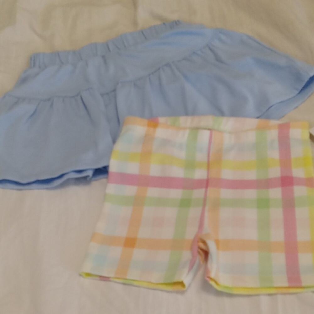 NWT Colorful Plaid and Blue Girls Size 18 Months Skirt and Shorts Set
